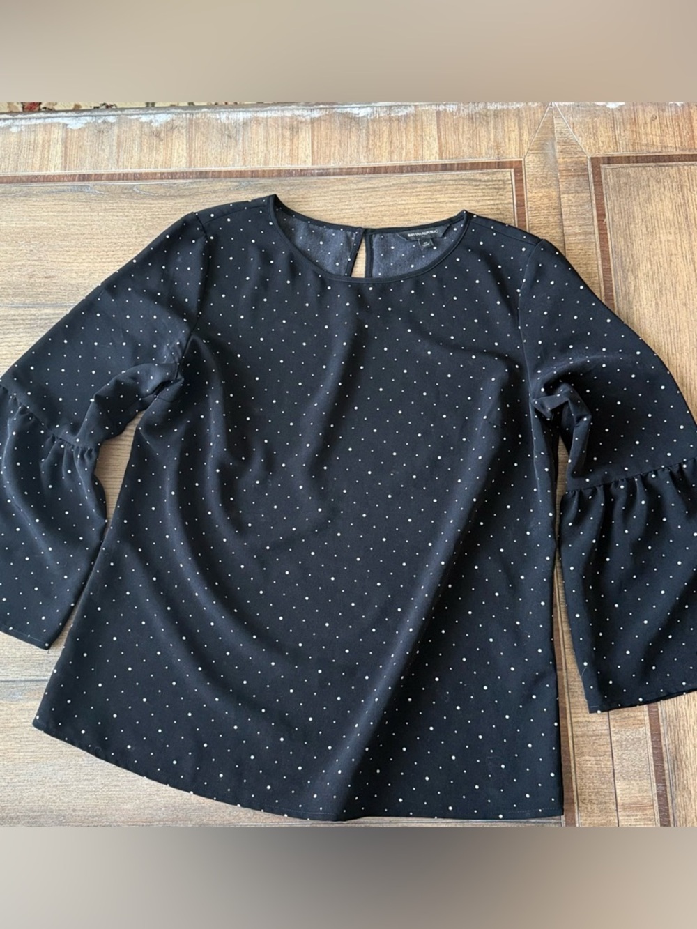 Banana Republic Black Top with White Polka Dots